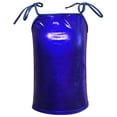 thumbnail image 3 of YOUYEDIAN Girls Shiny Metallic Sequin Spaghetti Straps Tops Kids Lace Up Sleeveless Y2K Streetwear T-Shirts Dancewear Tees (Royal Blue, 11-12 Years), 3 of 4