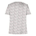 thumbnail image 4 of Women Shirts Print Short Sleeve Tops V Neck Lace Stitching Blouse, 4 of 6