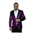 thumbnail image 2 of Men's Purple Shiny Sequin Paisley SharkSkin Blazer Dinner Jacket By Alberto Nardoni Brand Designer, 2 of 3