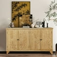 thumbnail image 3 of AENKYO 59" Vintage Accent Cabinet with Carved Doors, Adjustable Shelves, Entryway Sideboard Buffet Cabinet, Natural Finish, 3 of 9