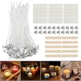thumbnail image 1 of Notes For Ordering: 100pcs 15cm Candle Wick + 5pcs Wooden Wick Holder + 60pcs/3 Wick Stickers + 20pcs Candle Wick Base Used For Candle Making Wick Set DIY, 1 of 8