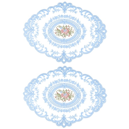 

2pcs Elegant Embroidered Lace Coasters Lace Table Mats Embroidered Placemats