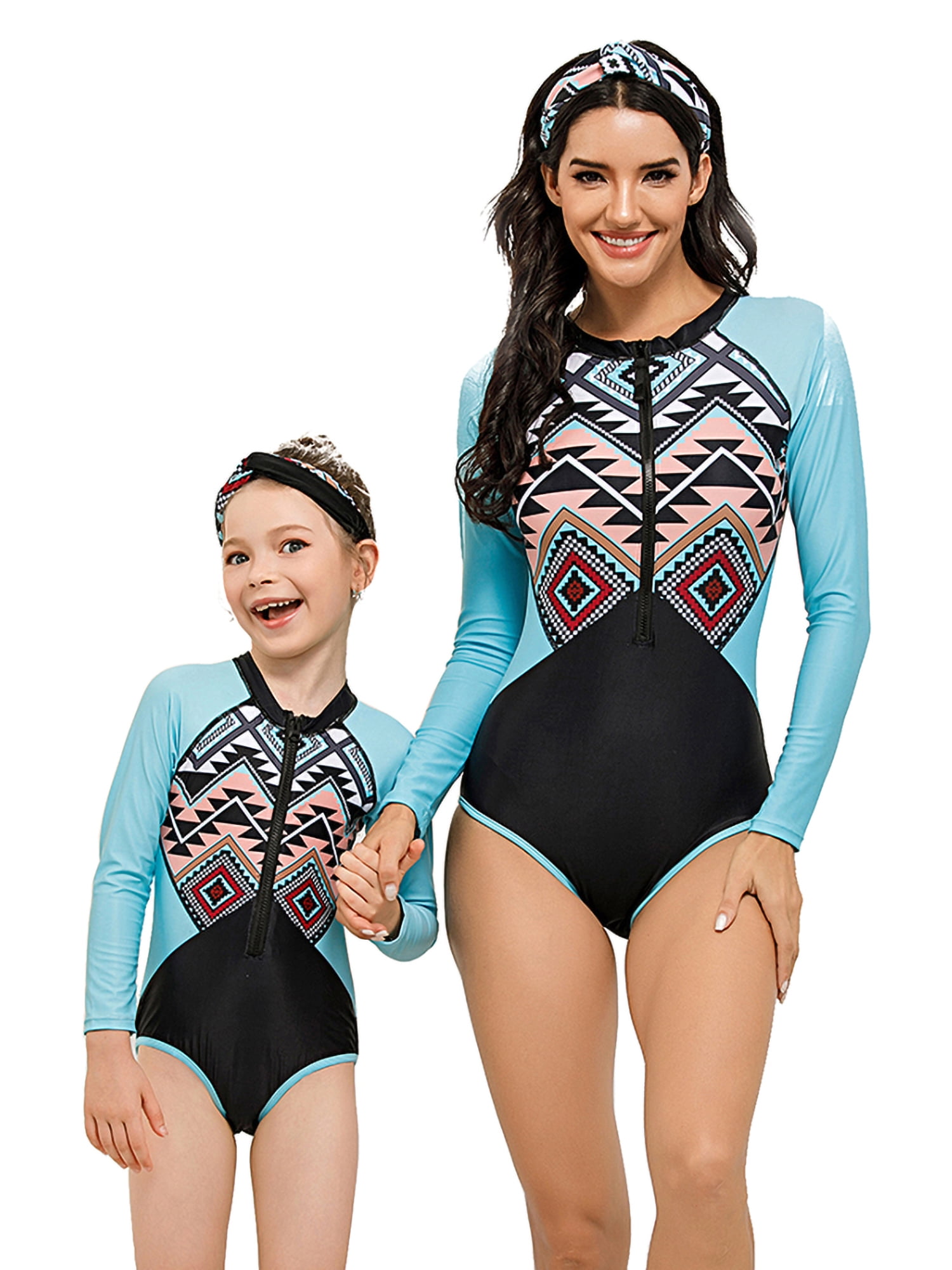 Girls Swimwear Swimsuits Kids Zipper Swimming Dress Bathing Rash Guard Beachwear 