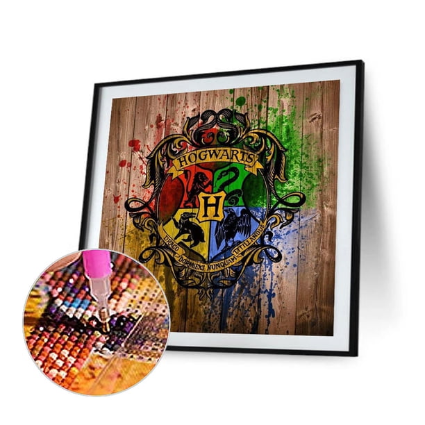 Cuadros Decorativos Kits de pintura de diamante 5D DIY Taladro redondo completo Insignia de Harry Potter Imagen de mosaico Tmvgtek embutido en tela