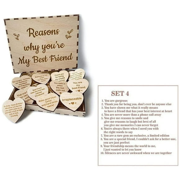 Unique Friendship Gift Personalized Wood Gift Box with Engraved Wooden Hearts Friendship Wooden Box Best Friend Gift
