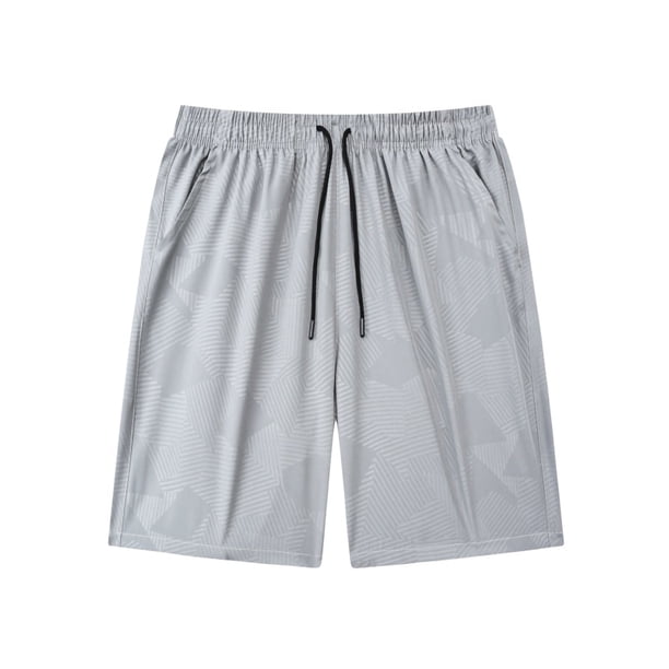 Pantalones Elásticos de Cintura de Hielo de Seda Suelta de Cinco Cuartos de Pantalones Cortos, Pantalones Deportivos Transpirables para Hombres con Bolsillos Laterales, Poliéster de Lavado a Máquina