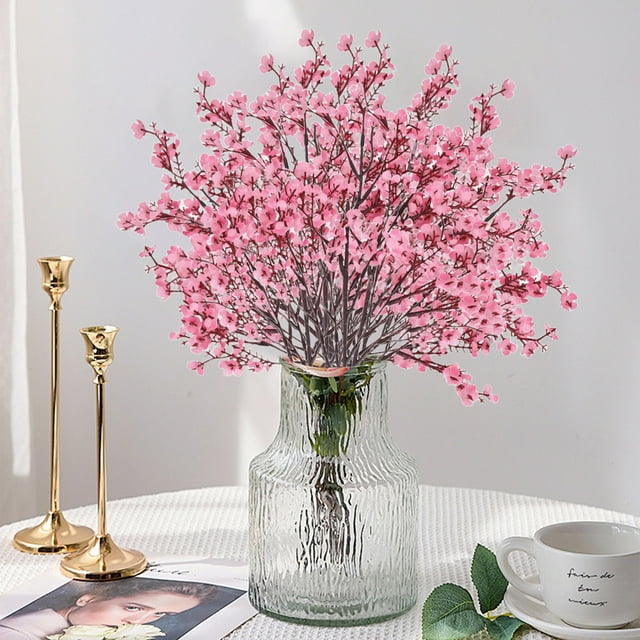 10 ramas de flor de durazno artificial de inspiración zen | Flores artificiales realistas de color carne de 50 cm para decoración del hogar, boda, salón de té | Tallos de flores secas
