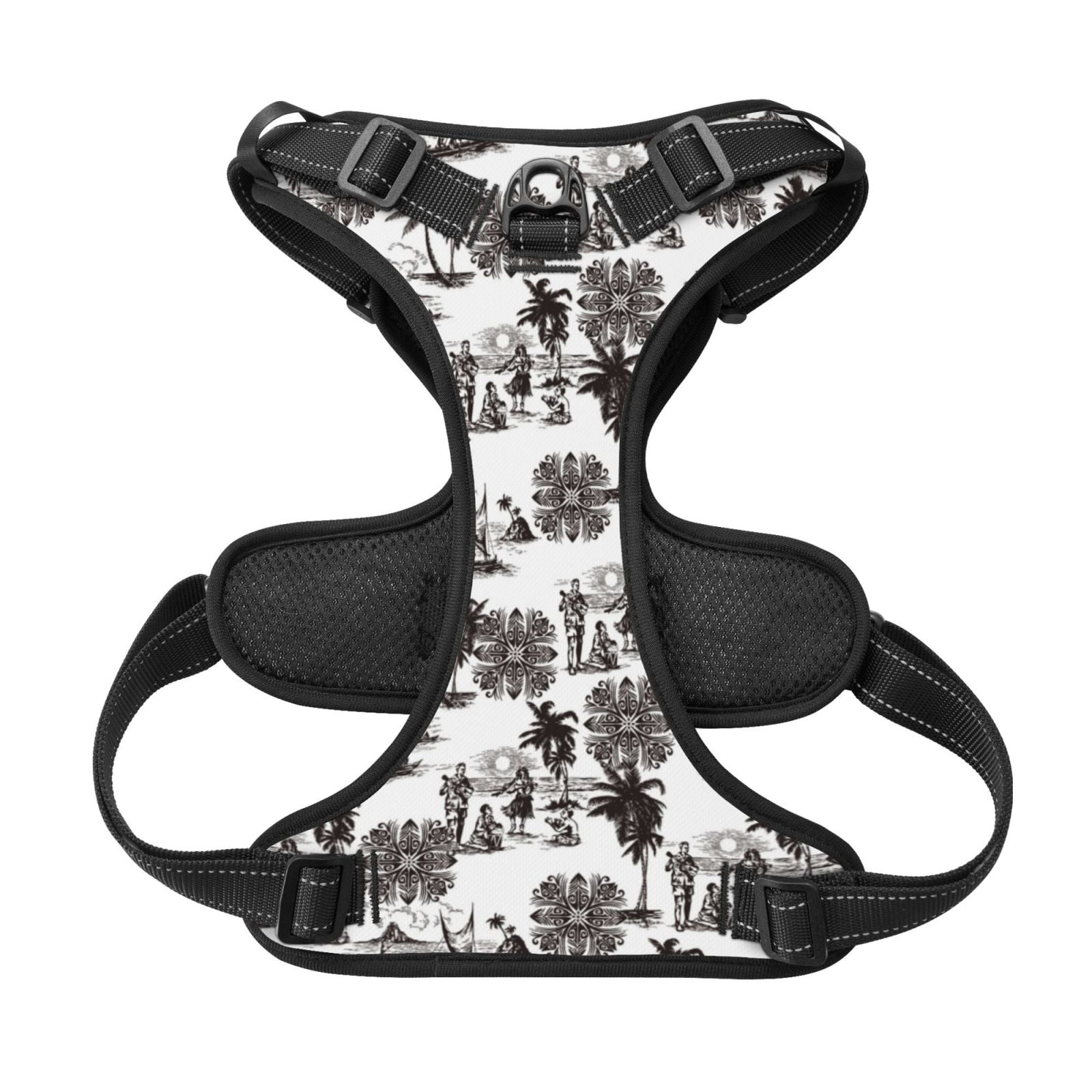 Kdxio Beach Print No Pull Dog Harness Adjustable Reflective Oxford Easy Control Medium Large Dog Harness for Training and Everyday-X-Large