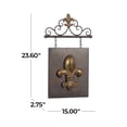 thumbnail image 4 of DecMode Bronze Metal Suspended Fleur De Lis Wall Decor with Scrollwork Hanger, 4 of 11