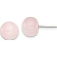thumbnail image 1 of Sterling Silver 10-10.5mm Button Rose Quartz Post Earrings Made In China qe6320, 1 of 6