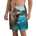 thumbnail image 2 of Logiee Ice Blue Coastal Lion Print Mens Swim Trunks Quick Dry Board Shorts,Breathable Hawaii Beach Shorts Swimwear Bathing Suits-3X-Large, 2 of 6