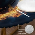 thumbnail image 4 of Rugby Table Cloth, Round Fitted Tablecloths with Elastic Edge, Football Flame Modern Abstract Art Wipeable Waterproof Table Cover for Kitchen Wedding 36-44 Inches, 4 of 4
