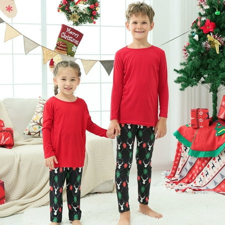 

EUHDSSDE Sleepwear Family Xmas Matching Pants Family Pajamas Christmas Pajamas Kids Print Children Set Tops Loungewear And Blouse