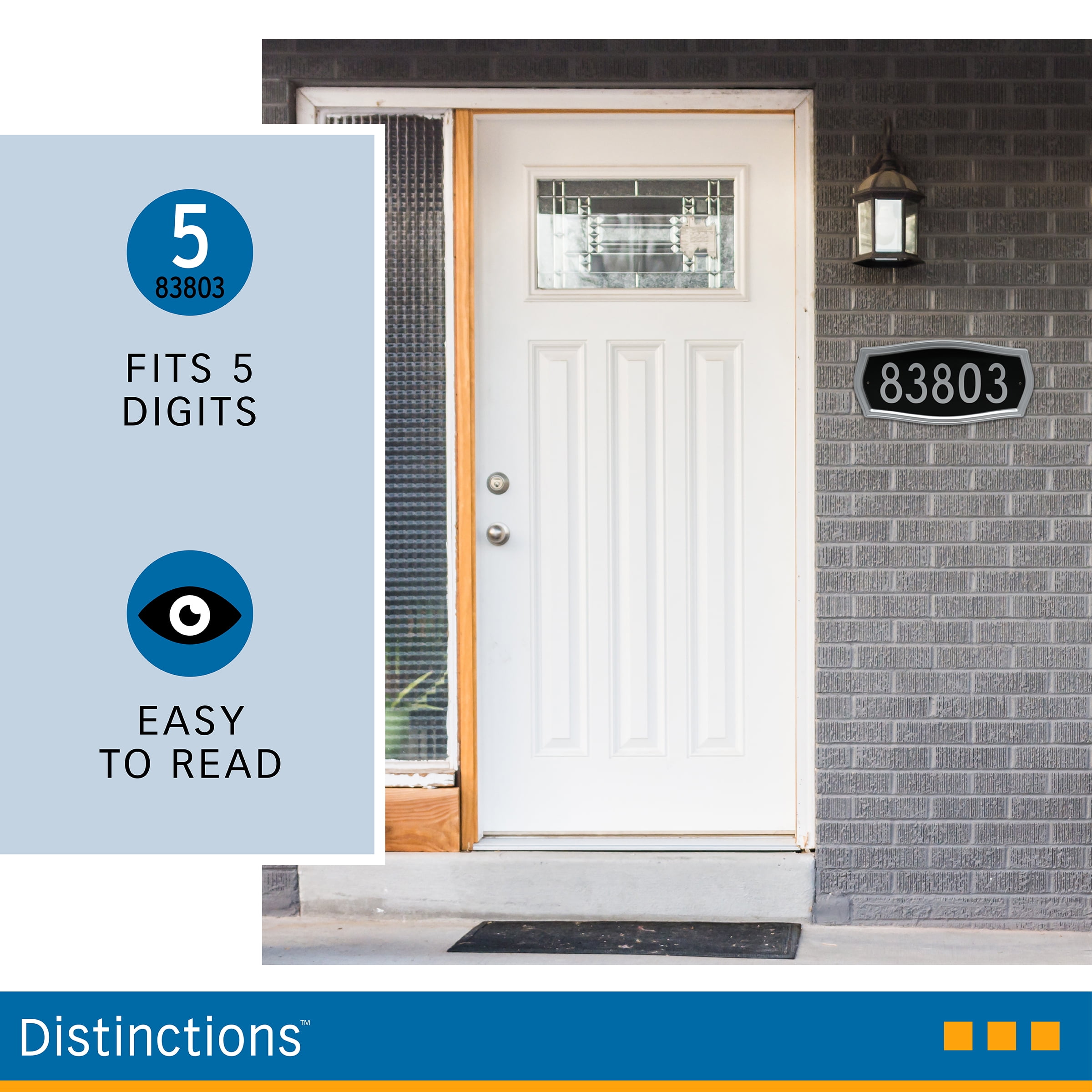 Distinctions Heritage Address, Silver and Black, Plastic and Zinc, 9" x 13", 1 Pack