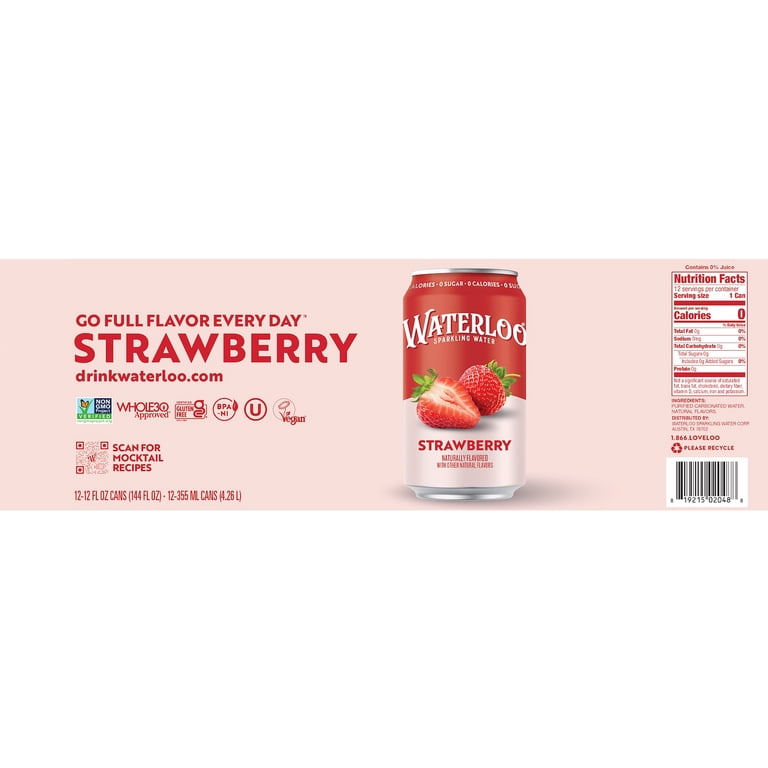 Waterloo Strawberry Sparkling Water, 12 fl oz, 12 Pack photo 6