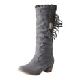 thumbnail image 1 of PEASKJP Bottes Mi-Mollet à Talons pour Femmes, Bout Rond, Semelle Crantée, Bottes Mi-Mollet pour Femmes, Gris 37, 1 of 2