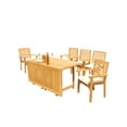 thumbnail image 3 of Grade-A Teak Dining Set: 5 Seater 6 Pc: 60" Square Rectangle Butterfly Table And 5 Hari Stacking Arm Chairs Outdoor Patio WholesaleTeak #51HR1406, 3 of 4