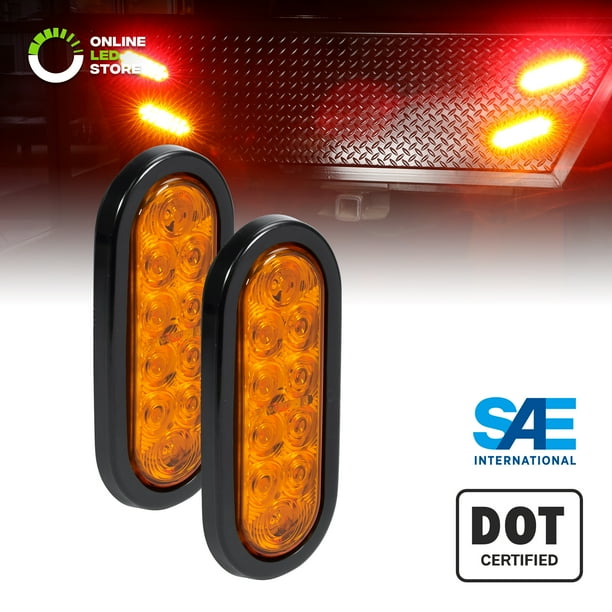 2pc 6" Oval Amber LED Trailer Tail Lights [DOT certified] [Grommet