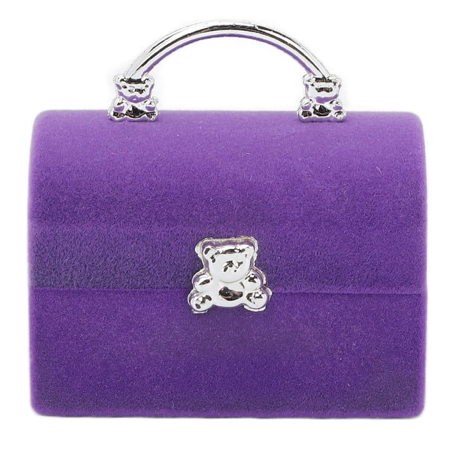 Caja de anillos pequeña, organizador de joyas de viaje portátil retro simple para guardar anillos y pendientes, color morado