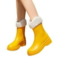 thumbnail image 3 of EHQJNJ Rain Shoes for Women Wide Width Punk Style Snow Boots Non Detachable with Cotton Inside Rain Boots Outdoor Rubber Water Shoes Short Rain Boots for Women Wide Calf Red Rain Boots Women, 3 of 5