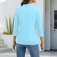 thumbnail image 4 of Golf Polo Shirts for Women 3/4 Sleeve Collared Shirts Moisture Wicking Tennis Polo Shirt with Button Down Gym Blouses Sky Blue L, 4 of 5
