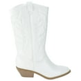 thumbnail image 2 of Soda Women Cowgirl Cowboy Western Stitched Boots Pointy Toe Knee High Reno-S White with Beige / Nude Sole 6.5, 2 of 3