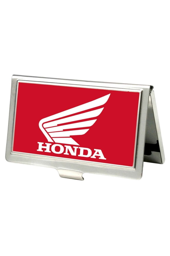 honda automobile company red winged motorcycle logo business card holder