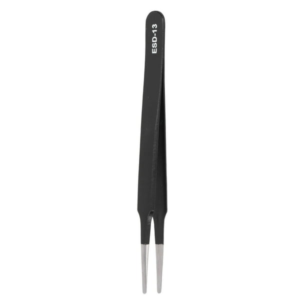 Pinzas de acero inoxidable resistentes a la estática, de cabeza plana, para cejas, para componentes electrónicos de precisión.