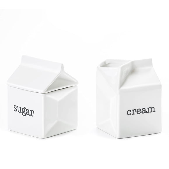 Juego de azúcar y crema de cerámica, jarra para crema blanca con forma de cartón de leche y azucarero con tapa dodococa NA