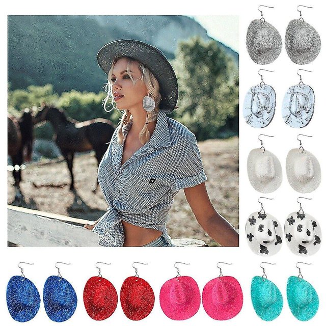 Pendientes con gancho colgante con forma de sombrero de vaquero, aretes de resina para mujeres y niñas, regalo de joyería