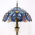 thumbnail image 3 of Tiffany Floor Lamp Glam LED Bright Antique Standing Reading Light 64" Tall Blue Purple Stained Glass Shade Boho Industrial Bronze Pole Vintage Base Kids Bedroom Living Room Farmhouse Office, 3 of 7