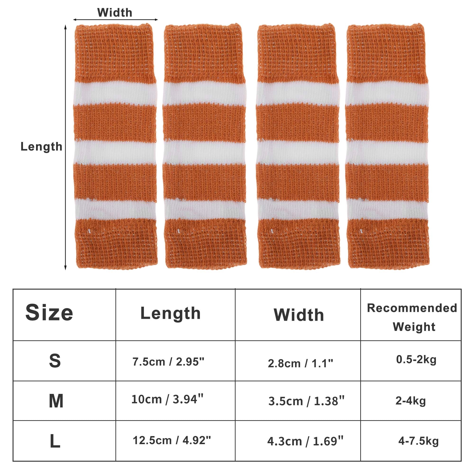 Unique Bargains Pack of 4 Dog Soft Knitted Socks Joint Protection Orange White L