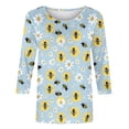 thumbnail image 4 of BLTIBY Bee Shirts for Women 3/4 Length Sleeve Tunic Tops Funny Cute Bee Graphic Tee Blouse Summer Casual Tshirt Ladies Gifts Pullover Tops Light Blue 4XL, 4 of 5