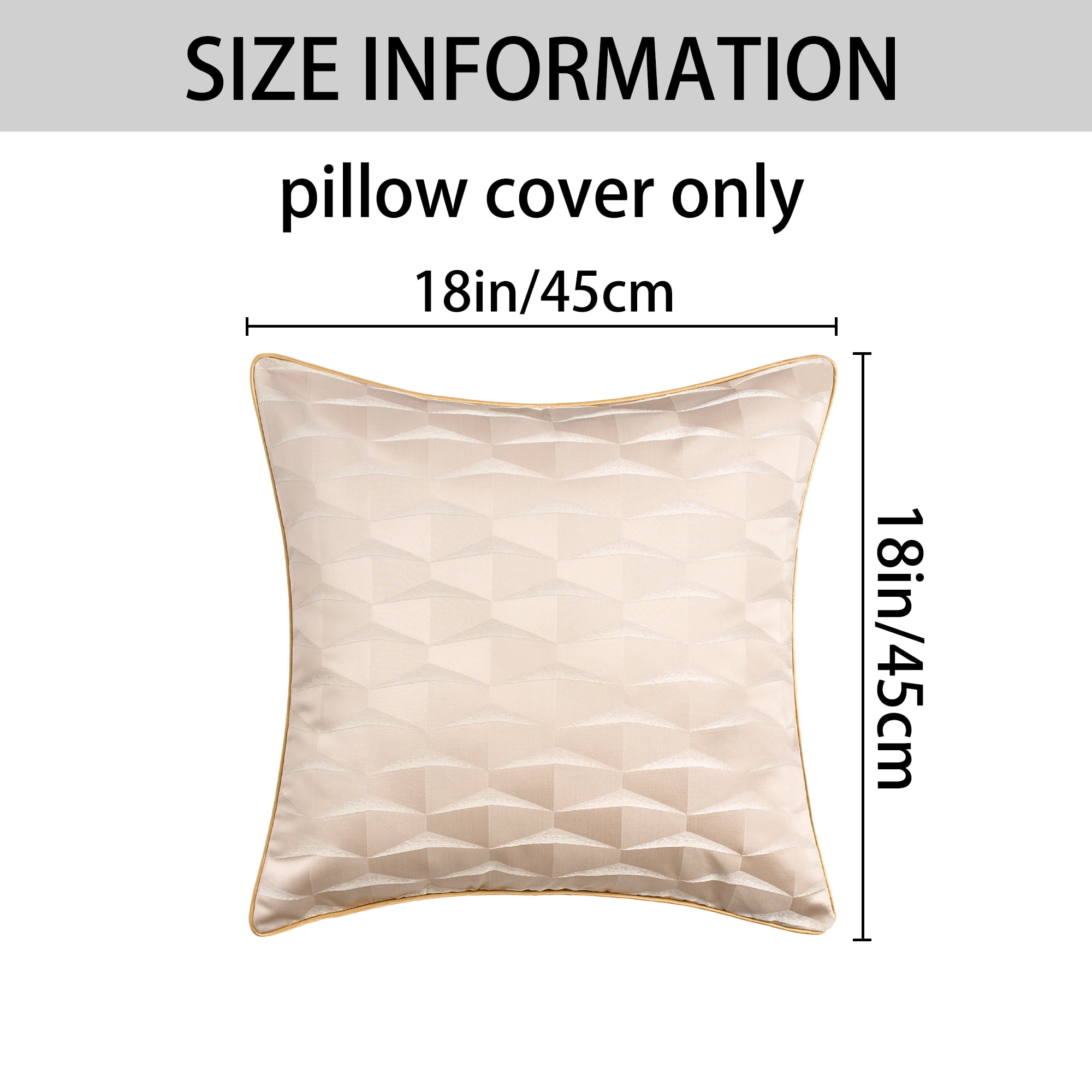 Unique Bargains 2pcs Satin Throw Pillow Covers for Sofa Bed Room Beige 18" x 18"
