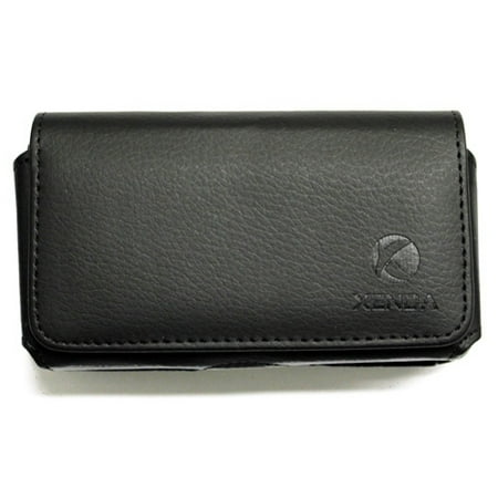 Black Horizontal Leather Case Compatible With Sony Xperia sola, Advance / Xperia go - ZTE Z432 Z431, Score M, Memo, Illustra, Aspect, Altair