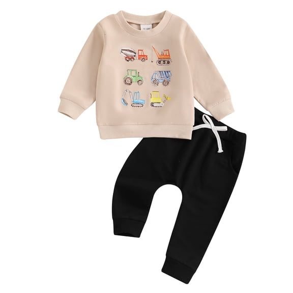 Toddler Kids Boys Sweatsuit Set Cute Hooded Casual Tracksuit Long Sleeve Hoodie Cartoon Print Pants Autumn Sportswear Outfit Fashion Sweatshirts and Sweatpants 6-12 Months