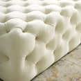 thumbnail image 6 of Tufted Accent Chair Ottoman, Square, Velvet, Ivory White, Modern Contemporary Urban Design, Living Lounge Room Hotel Lobby Hospitality, 6 of 7