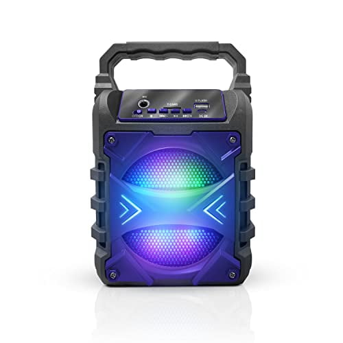 Top Tech Audio Jet-4 Altavoz portátil Bluetooth, volumen más alto, sonido estéreo nítido, graves ricos, alcance inalámbrico de 100 pies, entrada de micrófono (azul)