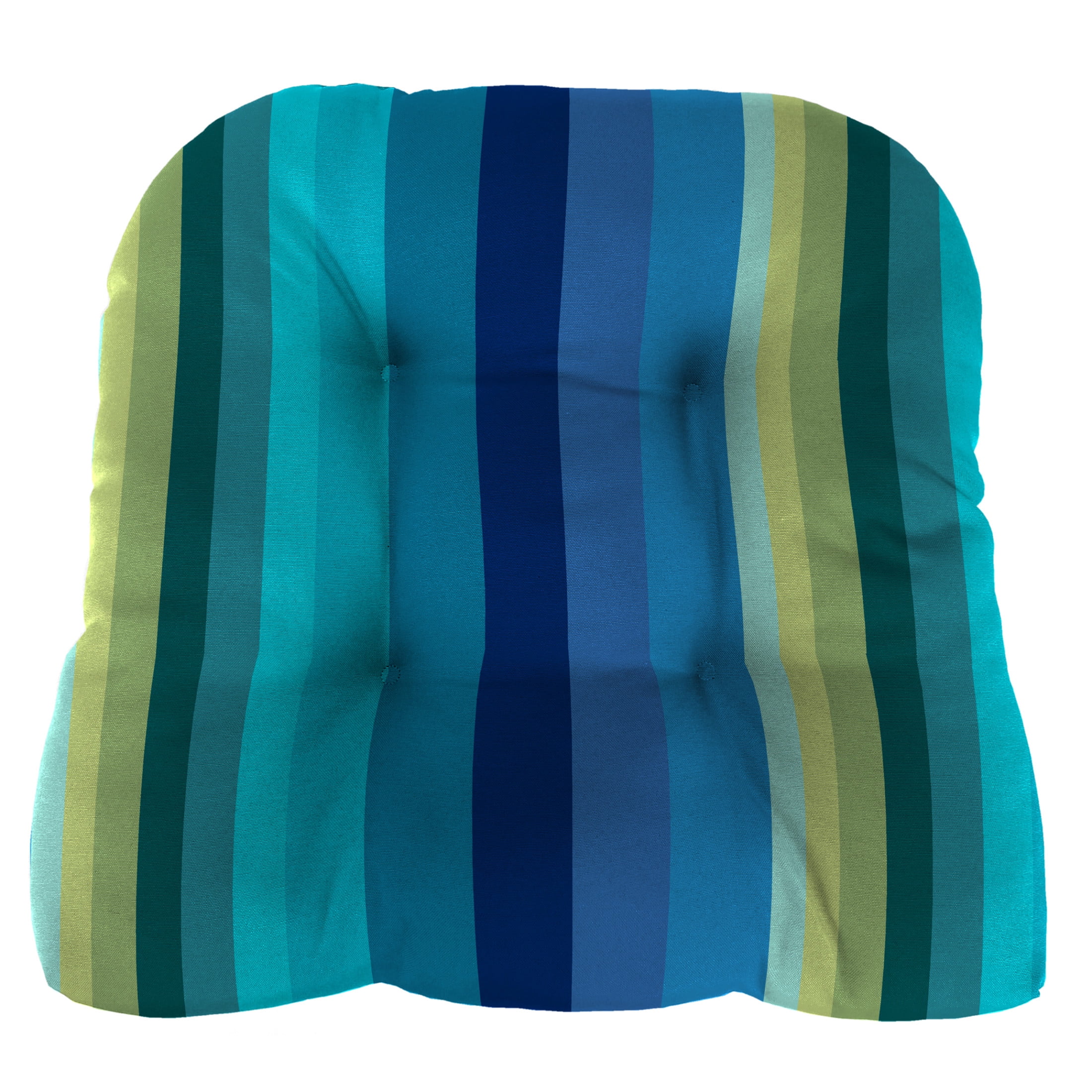 Jordan Manufacturing 19" x 19" Islip Teal Stripe Square Tufted Contoured Outdoor Wicker Seat Cushion (2 Pack)