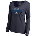 thumbnail image 2 of Women's Navy Winnipeg Jets Iconic Collection We Are Long Sleeve V-Neck T-Shirt, 2 of 3