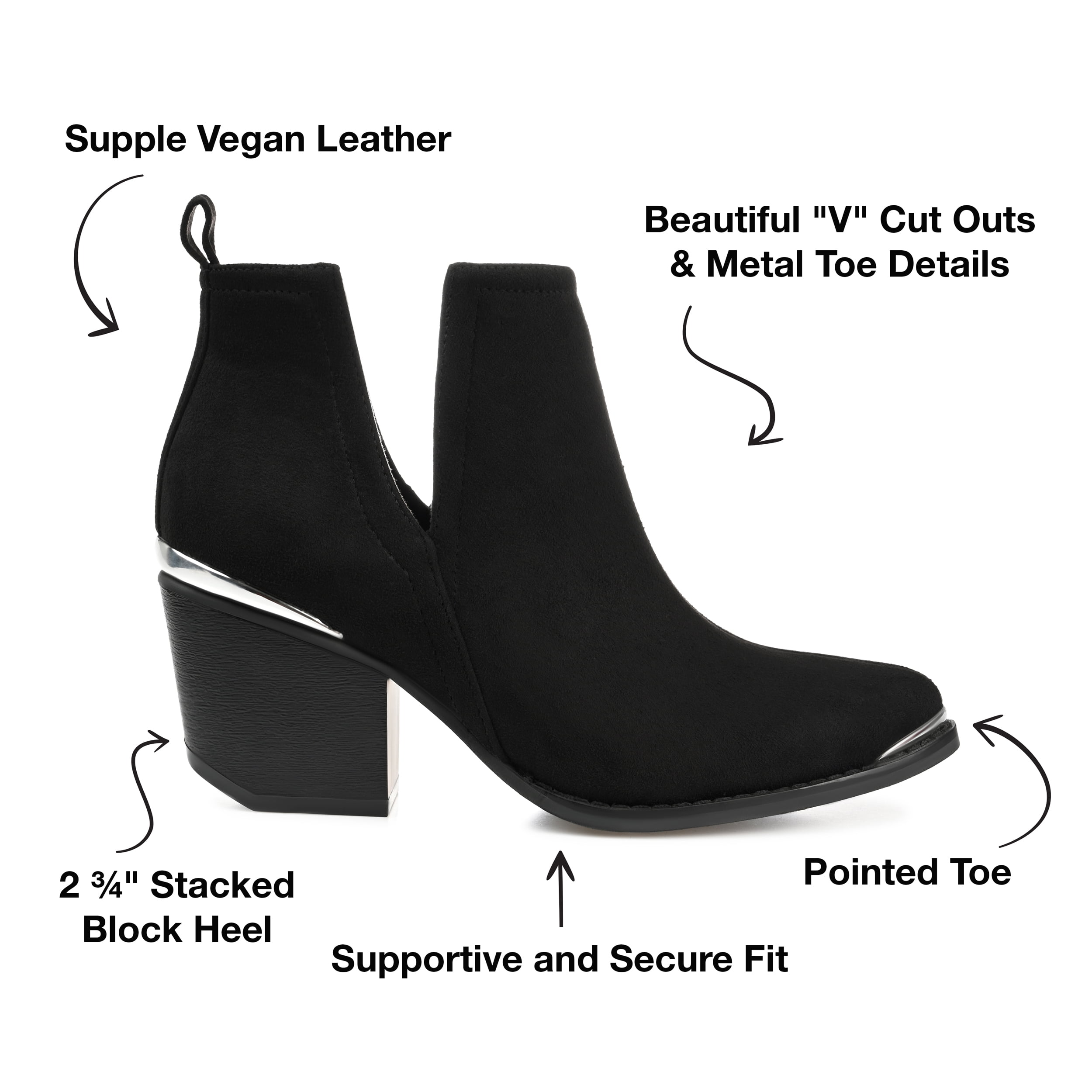 Journee Womens Issla Pull On Stacked Heel Booties, Widths Available