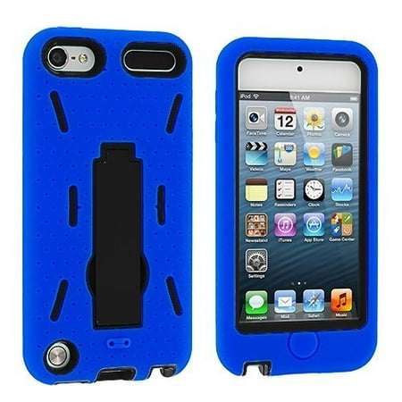 Ipod Touch Armor Hybrid Armor Case Cover with Kickstand for Apple iPod Touch 5th Gen iPod Touch 6th Gen - Blue/Black ()