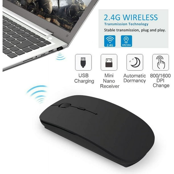 Souris Bluetooth pour ordinateur portable/iPad/iPhone/Mac (iOS13.1.2 et  supérieur) / PC/ordinateur Android, mini souris sans fil rechargeable et  silencieuse pour Windows/Linux/Mac