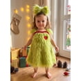 thumbnail image 3 of RUINIXCW Toddler Baby Girl Christmas Elf Costume Outfit Infant Girl Christmas Dress Heart Embroidery Green Furry Fly Sleeve Party Xmas Dress Headband, 3 of 10