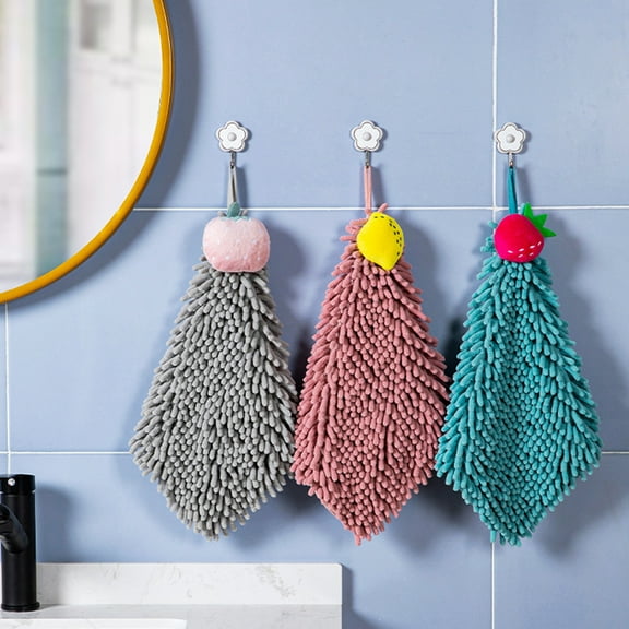 Visland Soft Hand Towel Breathable Chenille Strong Water Absorption Hanging Fruit Towel Home Decor
