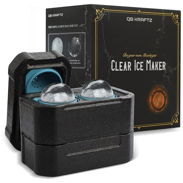QB Kraftz Clear Ice Ball Maker Slow Melting Clear Sphere Ice Cube