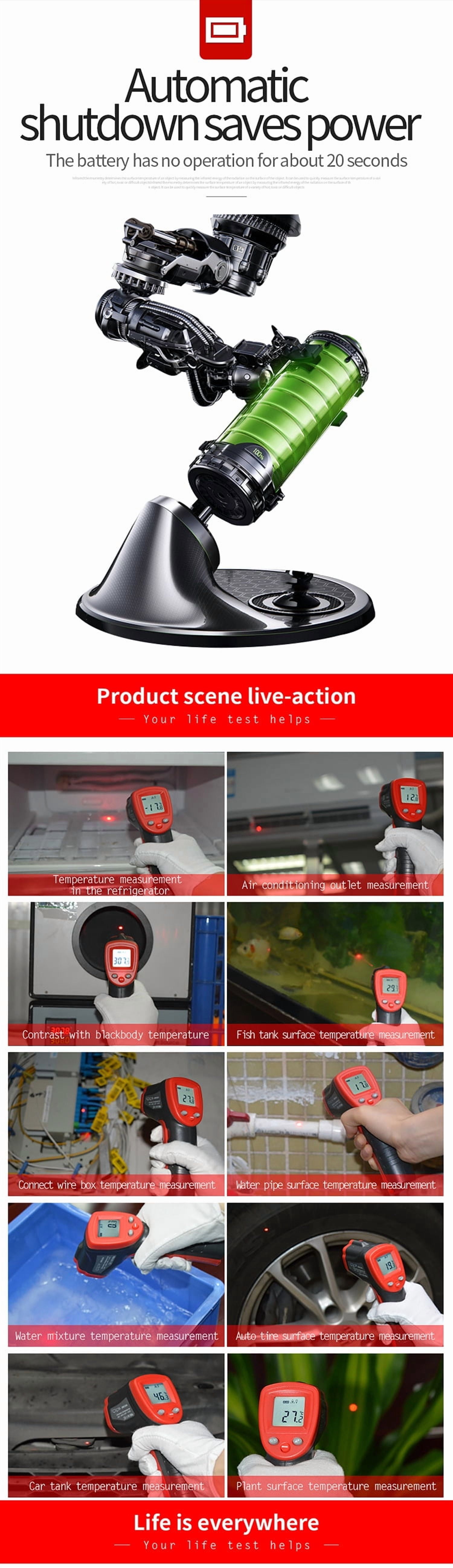 WT320 infrared thermometer detector high-precision industrial thermometer kitchen handheld oil temperature gun