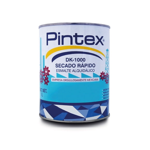 PINTEX | DK-1000 SR Esmalte Alquidálico de Secado Rápido 1 L | Brillante y Anticorrosivo | Alta Cobertura y Adherencia | Ideal para Proyectos Domésticos, Decorativos y de Mantenimiento (ROJO VIVO)
