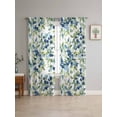 thumbnail image 4 of Sheer Curtains 96 Inches Long 2 Panels, Farm Plant Blueberry Fruit Rod Pocket Curtain Voile Draperies, Green Watercolor Leaves Light Filtering Window Treatment for Living Room Kitchen Bedroom, 4 of 8