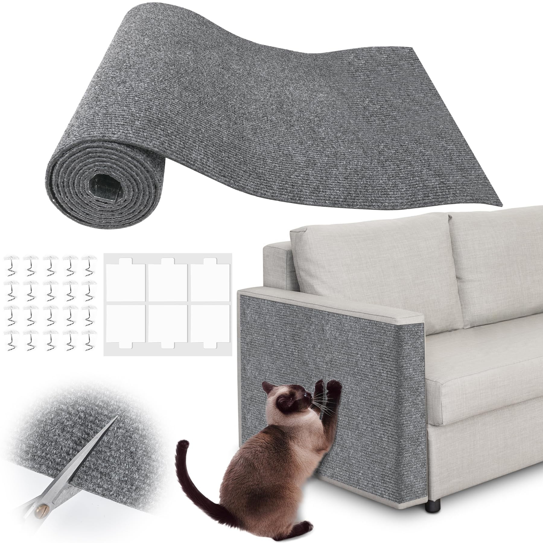 Cat Scratching Pad Light Gray 13.8 x 138 Trimmable Furniture Protector